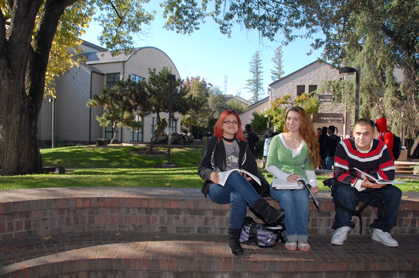 Delta Students in quad area.