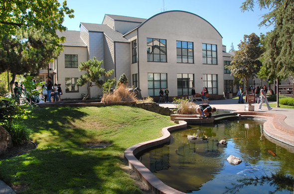 Irving Goleman Library-Exterior with Koi Pond