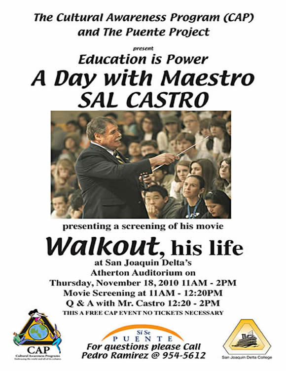 Sal Castro presentation poster, Nov. 18th, 11am- 2pm