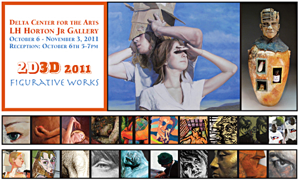 Poster for Horton Gallery's 2D-3D Figurative Works Exhibit, Oct. 6 - Nov. 3.