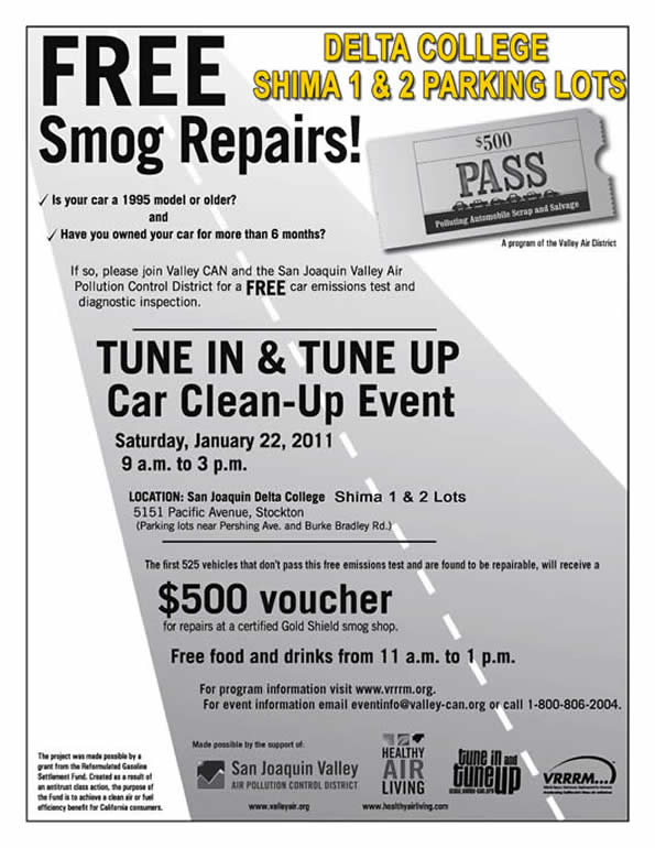 Tune In & Tune Up event poster. Sat. Jan. 22, 9am - 3pm. Delta Shima 1&2 lots.