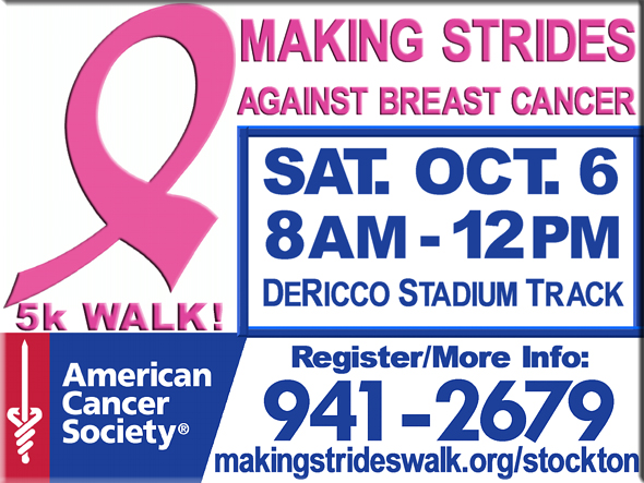 The Making Strides Against Breast Cancer Walk will start at Delta College's DeRicco Statium Track around 8:30a.m.