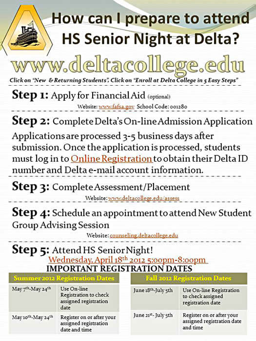 Delta College steps for enrollment success!