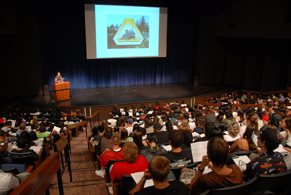 New students learn how to succeed at Delta College's Tillie Lewis Theater