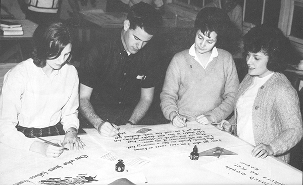 Four Delta Students work on a project, 1963.