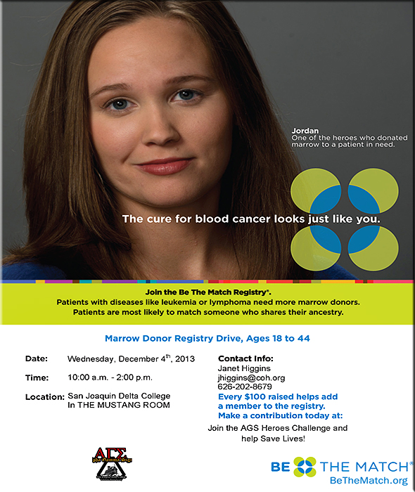 Marrow Donor Registry Drive, Dec. 4, Delta Mustang Room