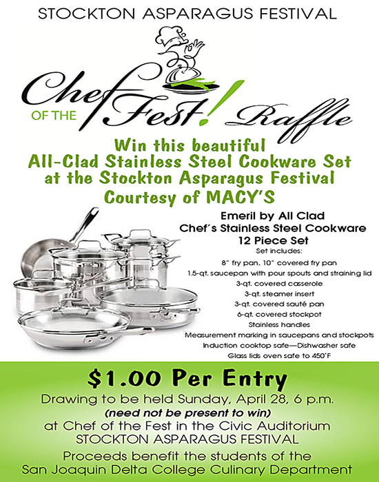 Chef of the Fest Raffle Information. $1 chance at beutiful cookware set