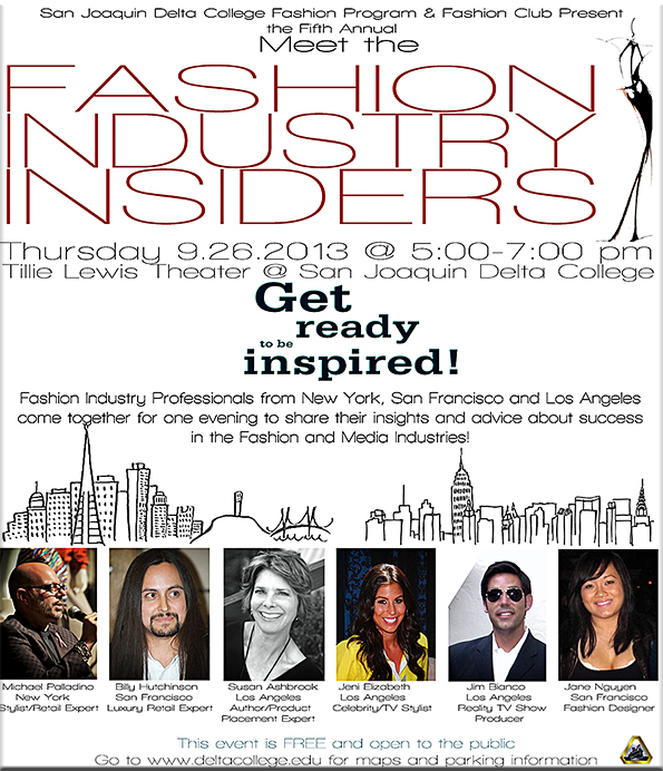 FAshion Industry Insiders at Delta College, Sept. 26, 5pm, Tillie Lewis Theater