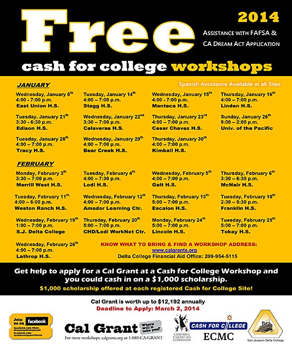 Cash for College Workshops, 2014