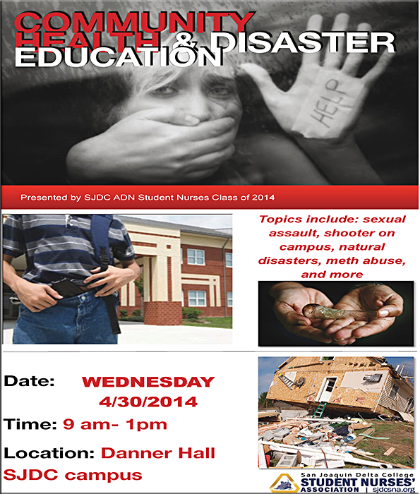 Health & Disaster Education Event, April 30, Danner Hall, 9am-1pm