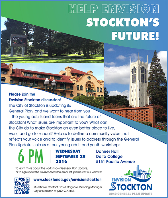 Envision Stockton General Plan Discussion, Sept. 28, 6pm Delta College's Danner Hall.