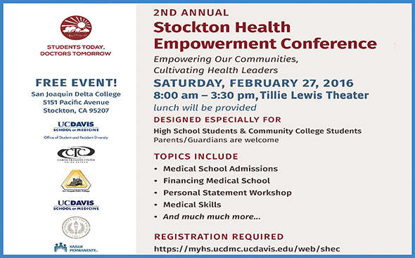 Health Empowerment Conference, Feb. 27, 8am-3:30pm, Tillie Lewis Theater. Parents Welcome!