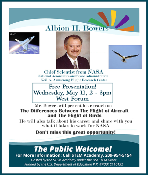 NASA Scientist Al Bowers will speak at Delta's West Forum, Wed. May 11 at 2pm.