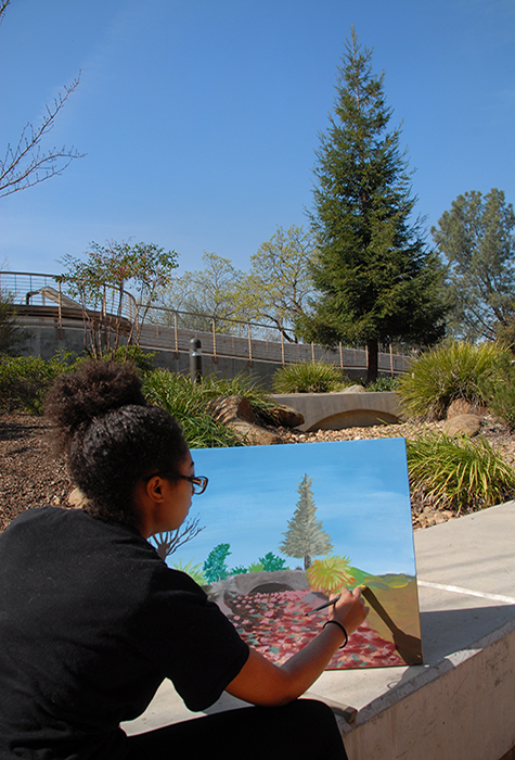 Delta Artist takes advantage of a beautiful spring day at Delta's Humbargar Garden