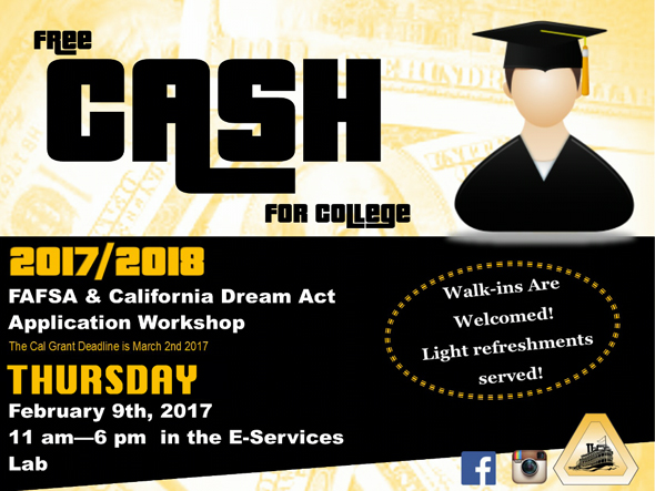 Cash for College Workshop, Thursday Nov. 9, 11am -6pm in Delta's DeRicco E-Services Lab