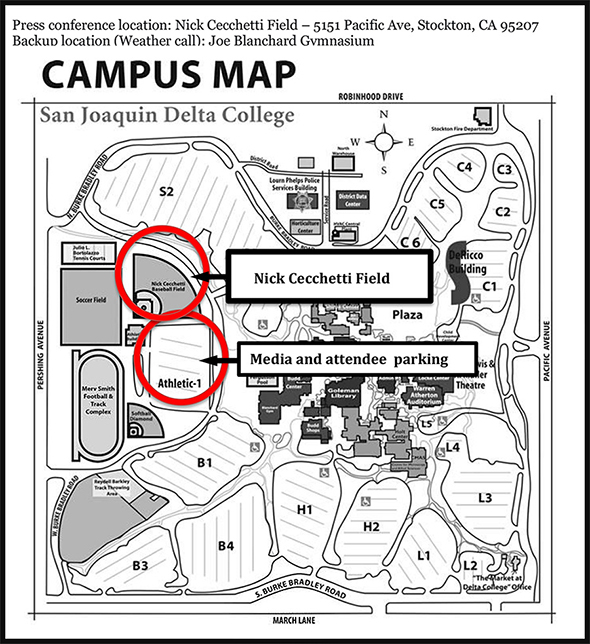 Directions to Press Conference at Delta's Nick Cecchetti Field